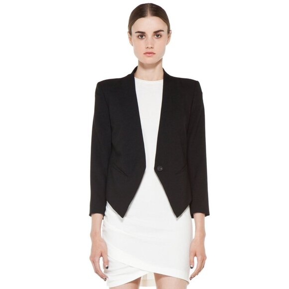 Helmut Lang Puckered Satin Smoking Tuxedo Jacket Womens 4 Classic Preppy Luxury - Picture 1 of 9